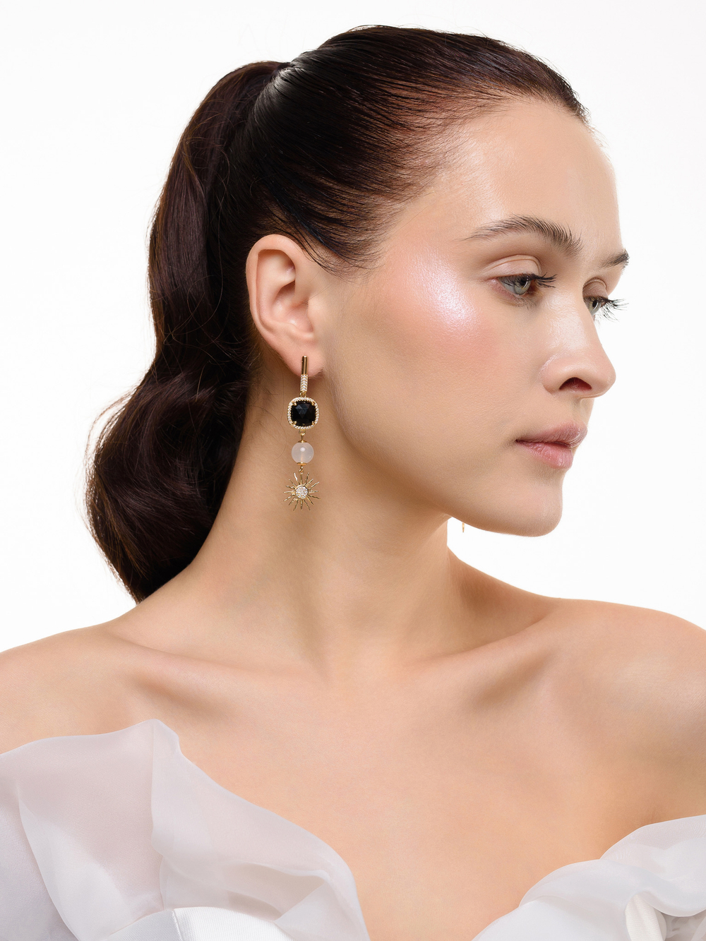 Серьги "Royal sun black" Gold