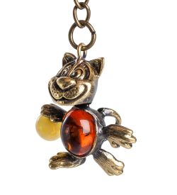 AM- 800 Брелок «Барсик баскетболист» (латунь, янтарь)