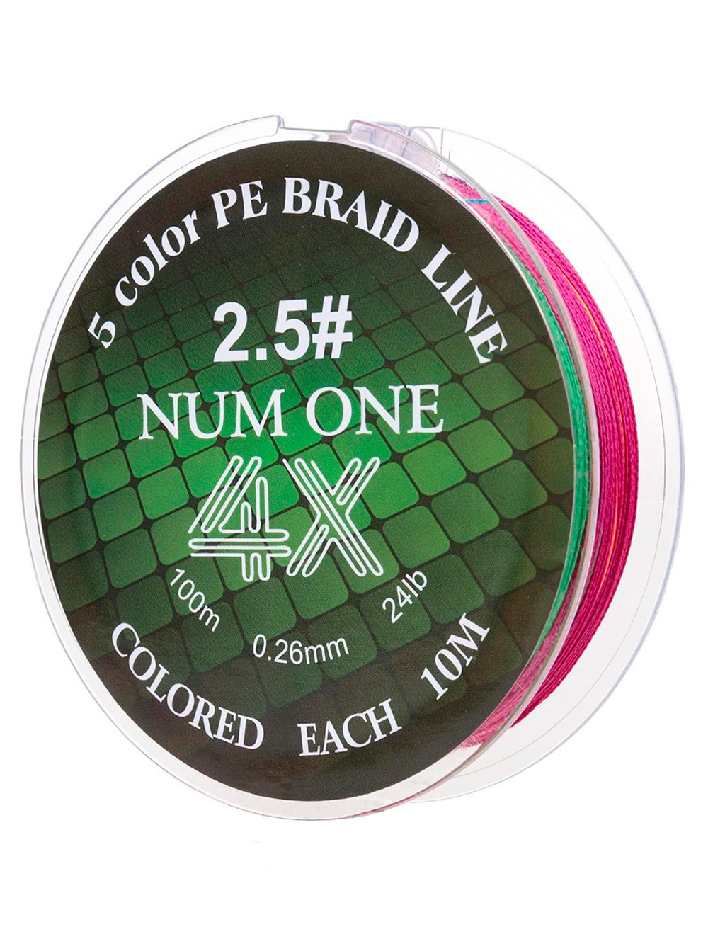 Шнур плетеный для рыбалки Ryobi NUM ONE PE4X-100M Multi Colour 3.5#/0,310 mm