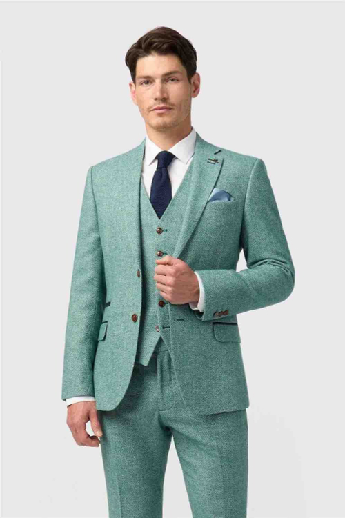 Мужской классический костюм тройка (мятный) В23