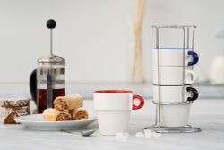 Набор из 4 кружек Inset с подставкой, черный