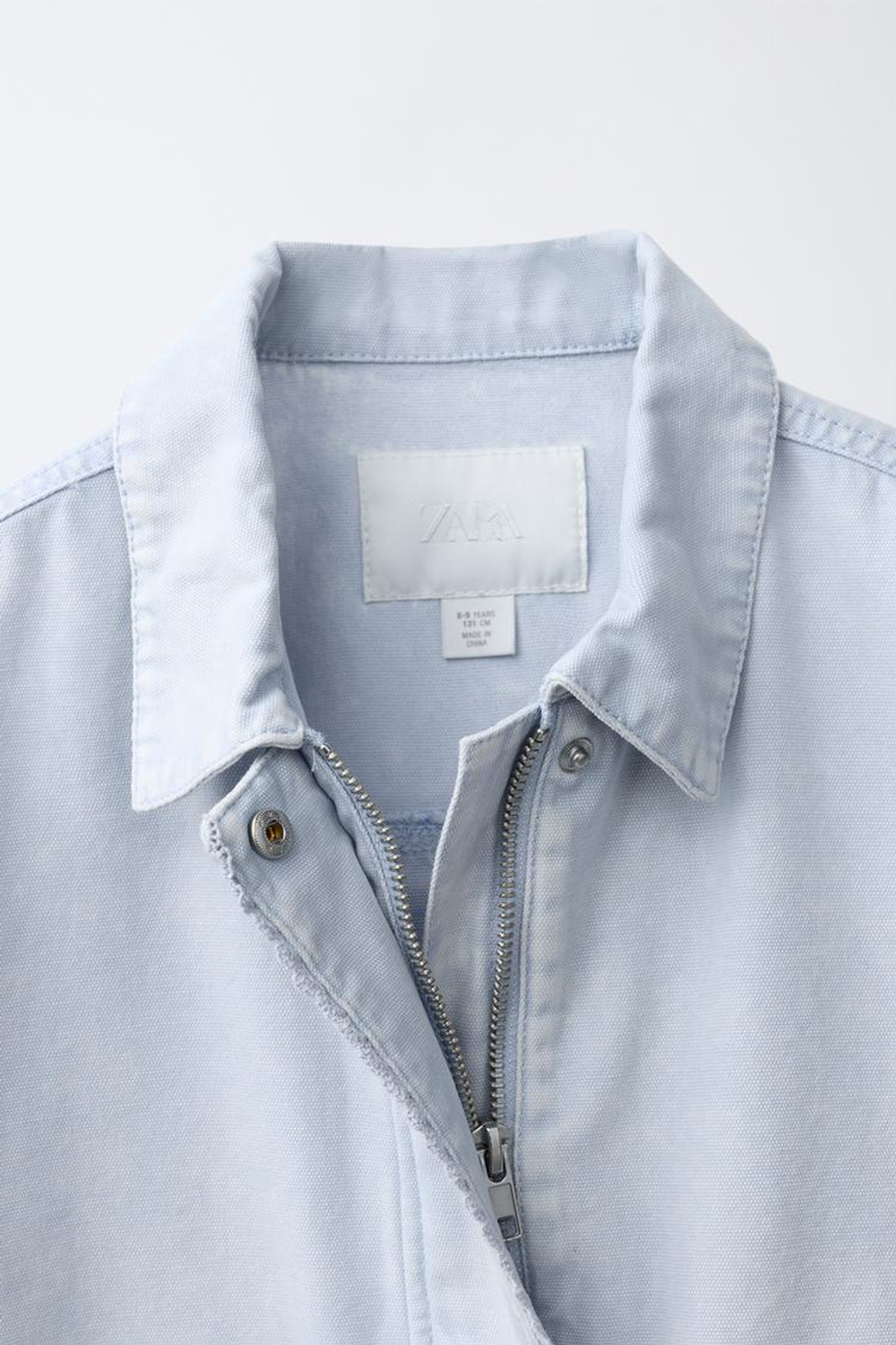 ZARA КУРТКА-БОМБЕР ИЗ ХОЛЩОВОЙ ТКАНИ, ГОЛУБОЙ