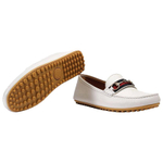 GUCCI Stripe Leather Flat Men White