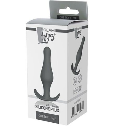 Серая анальная втулка Plug With T-handle - 10,3 см. (Цвет: серый)