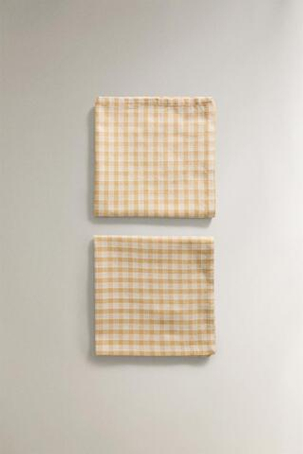 ZARA HOME САЛФЕТКА В КЛЕТКУ (КОМПЛЕКТ ИЗ 2 ПРЕДМЕТОВ), ВАНИЛЬНЫЙ