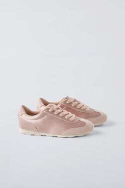 ZARA КРОССОВКИ ИЗ АТЛАСА, РОЗОВЫЙ