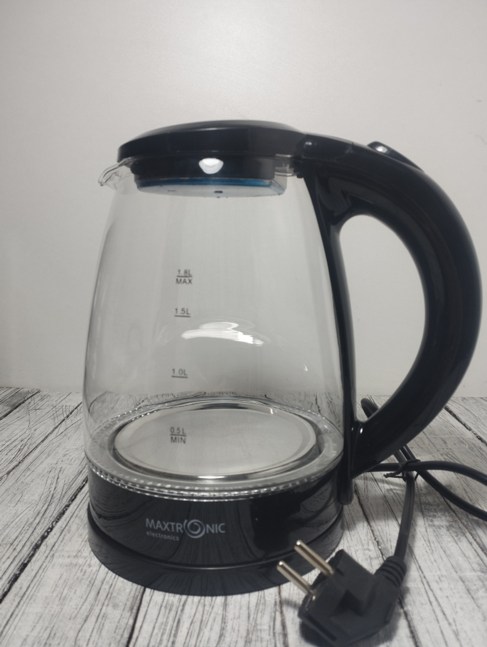 Чайник 1,8л стекл черн пластик LEDMaxtronic 1800Вт 412 MAX
