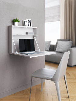 Настенный откидной стол для ноутбука "HOLIDAYS" квадратный,цвет серый