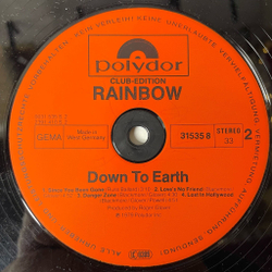 Винтажная виниловая пластинка LP Rainbow Down To Earth (Germany 1979)