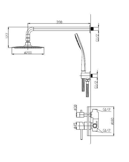 Душевой комплект BelBagno ETNA ETNA-SET-DDS-IN, хром