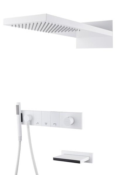 Встроенная душевая система с изливом ZODIAC, трехпозиционная Matt White