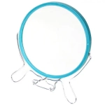 Зеркало настольное в металлической оправе «Практика» круг, подвесное, двухстороннее d-14см