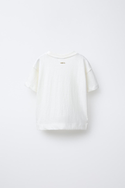 ZARA ФУТБОЛКА ИЗ ХЛОПКА, ЭКРЮ