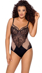 Элегантное боди из сетки и кружева с ресничками (Размер: 75H) (Цвет: белый)