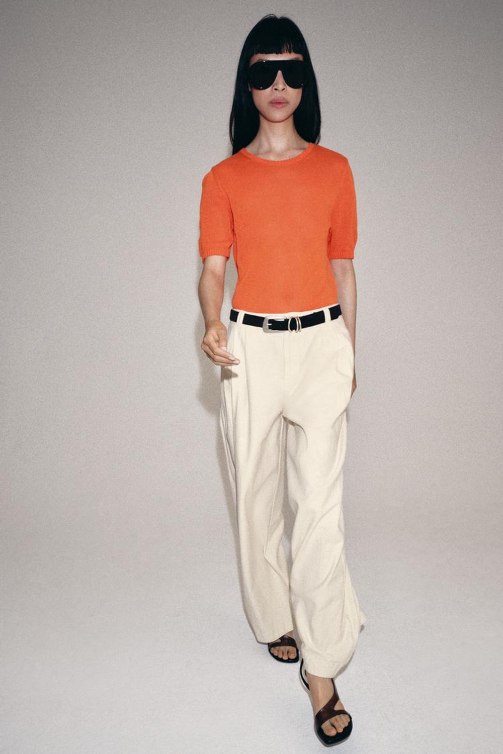ZARA БРЮКИ ОВЕРСАЙЗ — ZW COLLECTION, ЭКРЮ