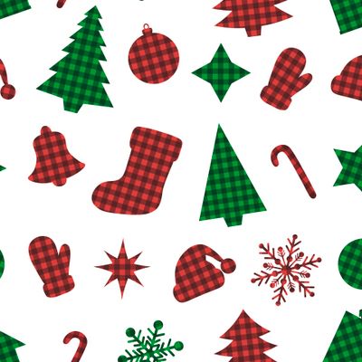 Новогодние элементы в клетку