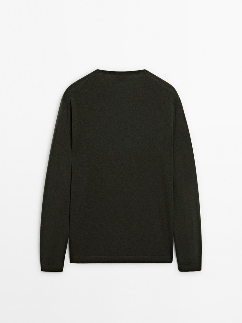 Massimo Dutti Кашемировый тонкий свитер, зеленый