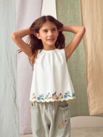 Топ с вышивкой и брюки в комплекте для девочки Next AB1-570, Молочный, Хаки