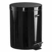 Ведро мусорное с педалью 5 литров "Classic", ЧЕРНОЕ ГЛЯНЦЕВОЕ, металлическое, со съемным внутренним ведром, LAIMA