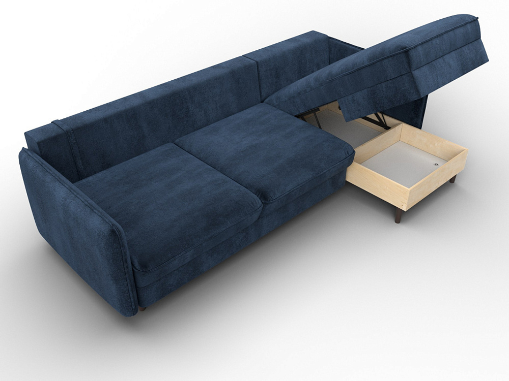 Диван угловой Лига-064 НПБ угол универсальный ВЕЛЮР TOWER 13 синий