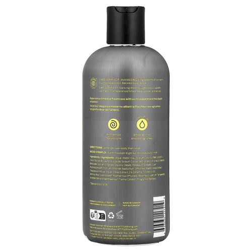 ATTITUDE, Super Leaves™, гель для душа, для мужчин, янтарь и цитрус, 415 мл (14 жидк. унций)