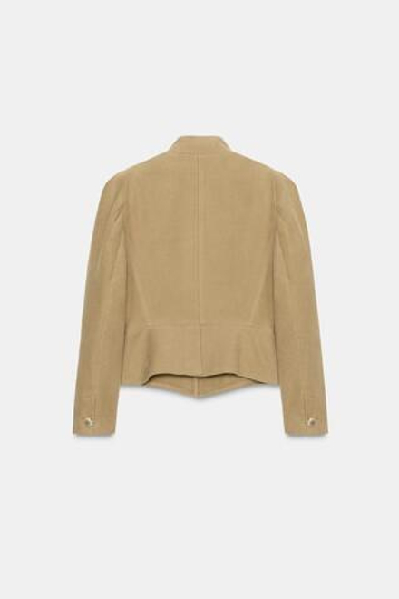 ZARA БЛЕЙЗЕР ИЗ ИСКУССТВЕННОЙ ЗАМШИ С ОБЪЕМНЫМИ ПЛЕЧАМИ, РЫЖЕВАТО-КОРИЧНЕВЫЙ