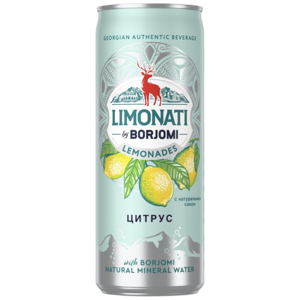 Грузинский Лимонад Limonati by Borjomi Цитрус, in can 0,33 л.