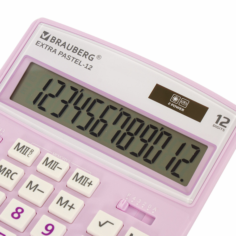 Калькулятор настольный BRAUBERG EXTRA PASTEL-12-PR (206x155 мм) 12 разрядов двойное питание СИРЕНЕВЫЙ