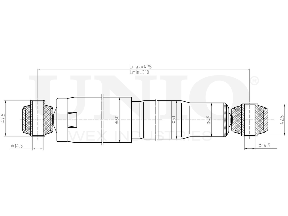 Амортизатор газовый задней подвески UNIO SAB-10697