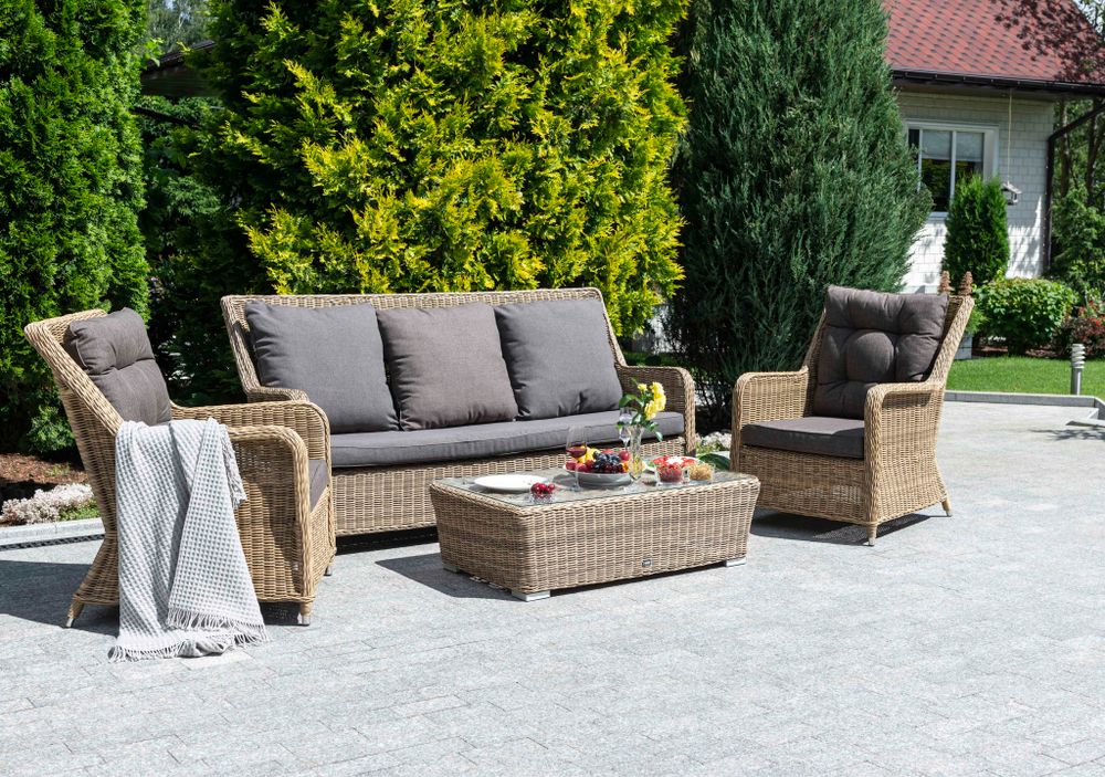 "Гляссе" лаунж-зона из искусственного ротанга, цвет соломенный