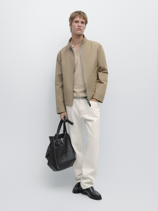 Massimo Dutti Короткая куртка с карманами, светло-бежевый