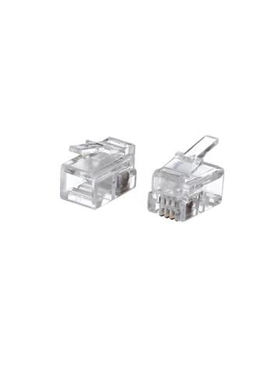 Коннектор телефонный RJ-11 4P4C (4 места, 4 контакта)1000шт в пакете