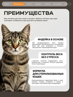 Корм сухой для стерилизованных кошек всех пород, с индейкой, 400 гр, QUATTRO