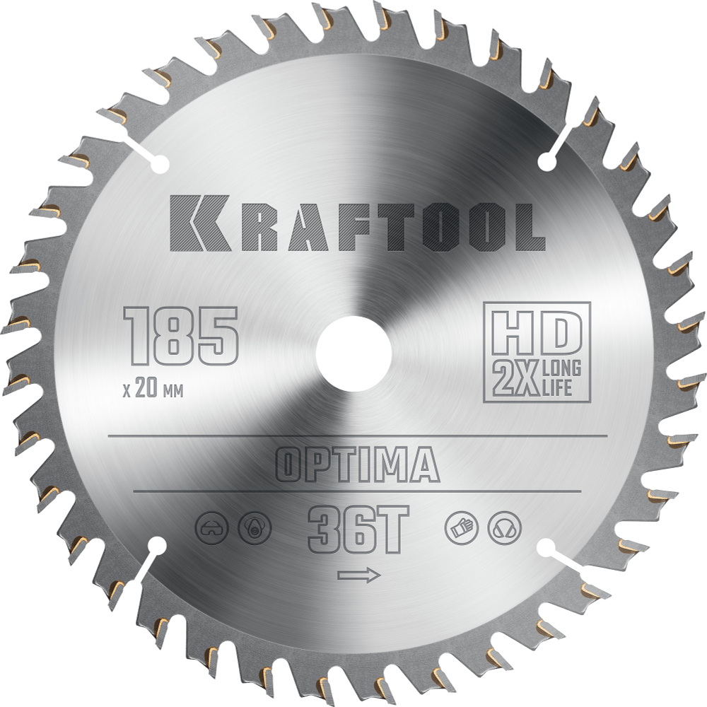 KRAFTOOL Optima, 185 х 20 мм, 36Т, пильный диск по дереву (36951-185-20)