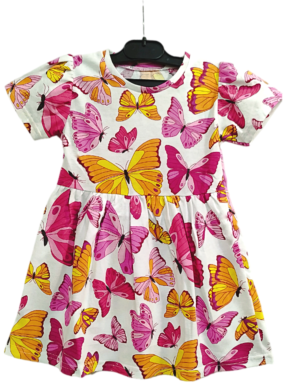 10562 Платье детское бабочки на белом (60-110/116)