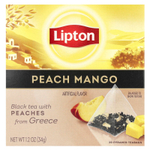 Lipton, Черный чай с персиком и манго, 20 чайных пакетиков «пирамида», 34 г (1,2 унции)