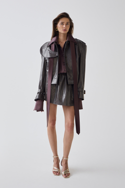 Комплект: куртка и юбка из экокожи