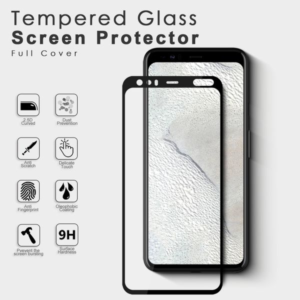 Защитное стекло 5d для Google Pixel 4 (Full Glue полная проклейка, черная рамка)