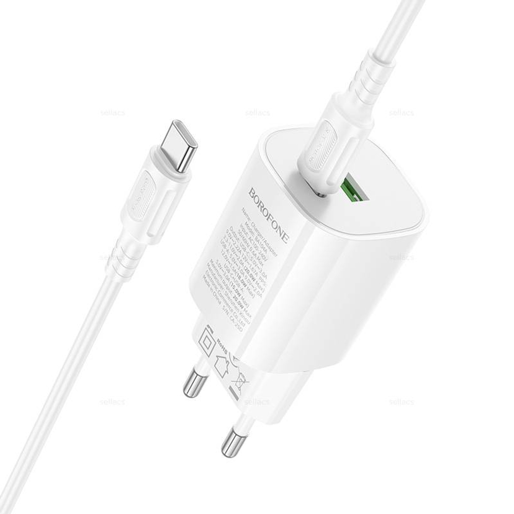 Зарядное устройство на Type-C PD20W+QC3.0 Borofone BA104A (white)