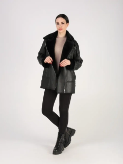 Дубленка зимняя натуральная авиатор оверсайз Турция