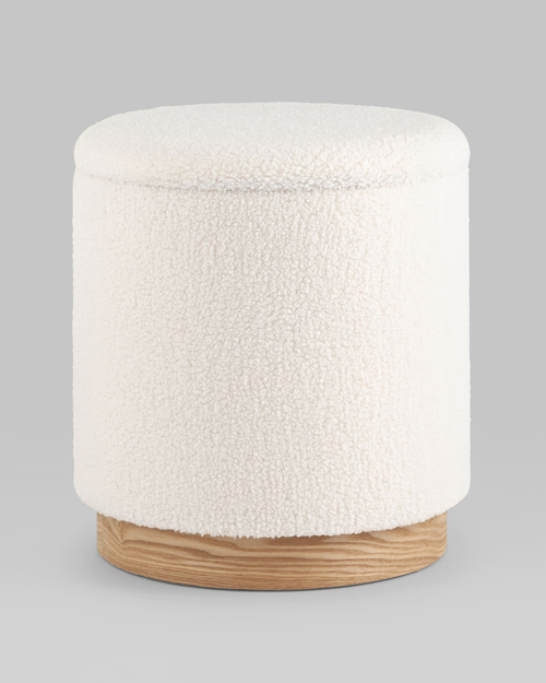 Пуф с ящиком Холли L тедди белый