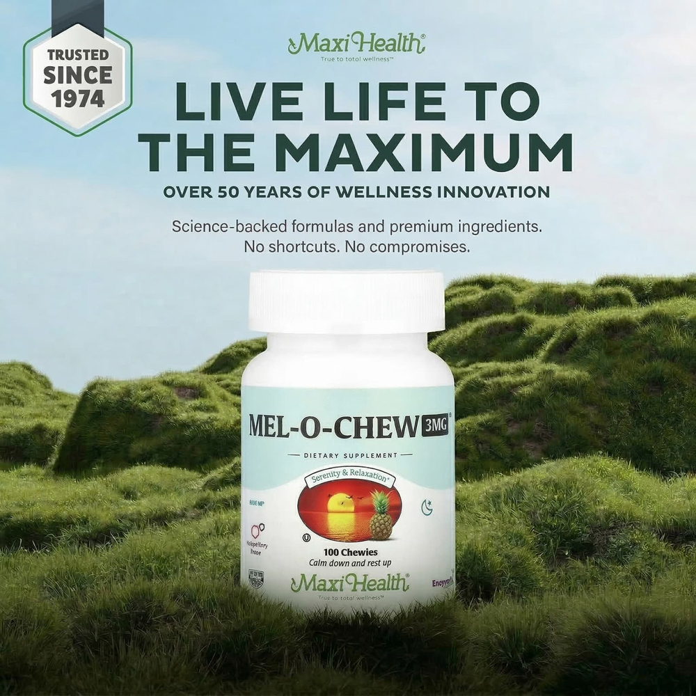 Maxi Health, Mel-O-Chew ™, натуральные ягоды, 3 мг, 100 жевательных таблеток