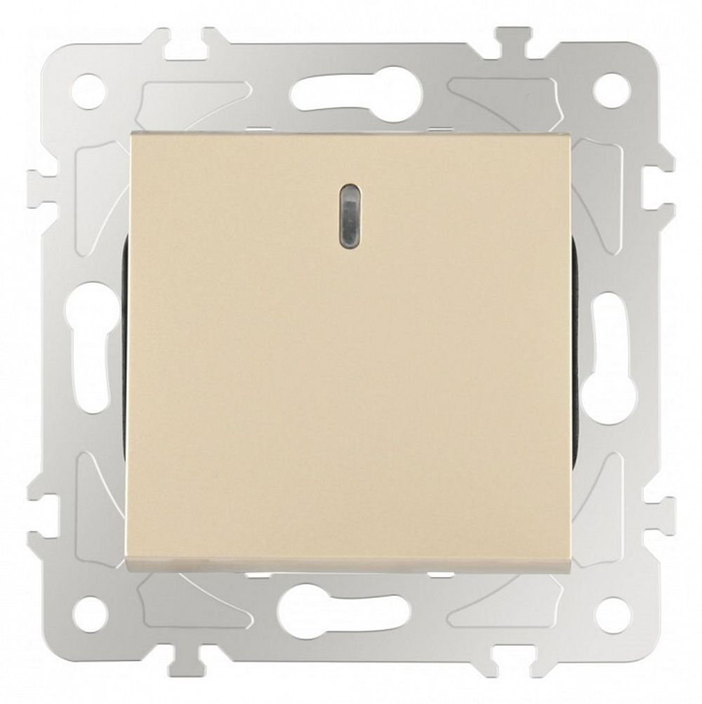 Выключатель проходной одноклавишный с подсветкой без рамки Arte Milano 203 203.33-1.shampan