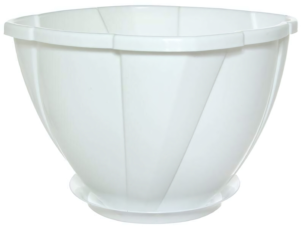 Кашпо GLORIA 1,5л 18см с поддоном (снежно-белый)