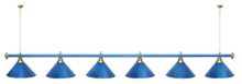 Лампа STARTBILLIARDS 6 пл. (плафоны голубые,штанга синяя,фурнитура золото)