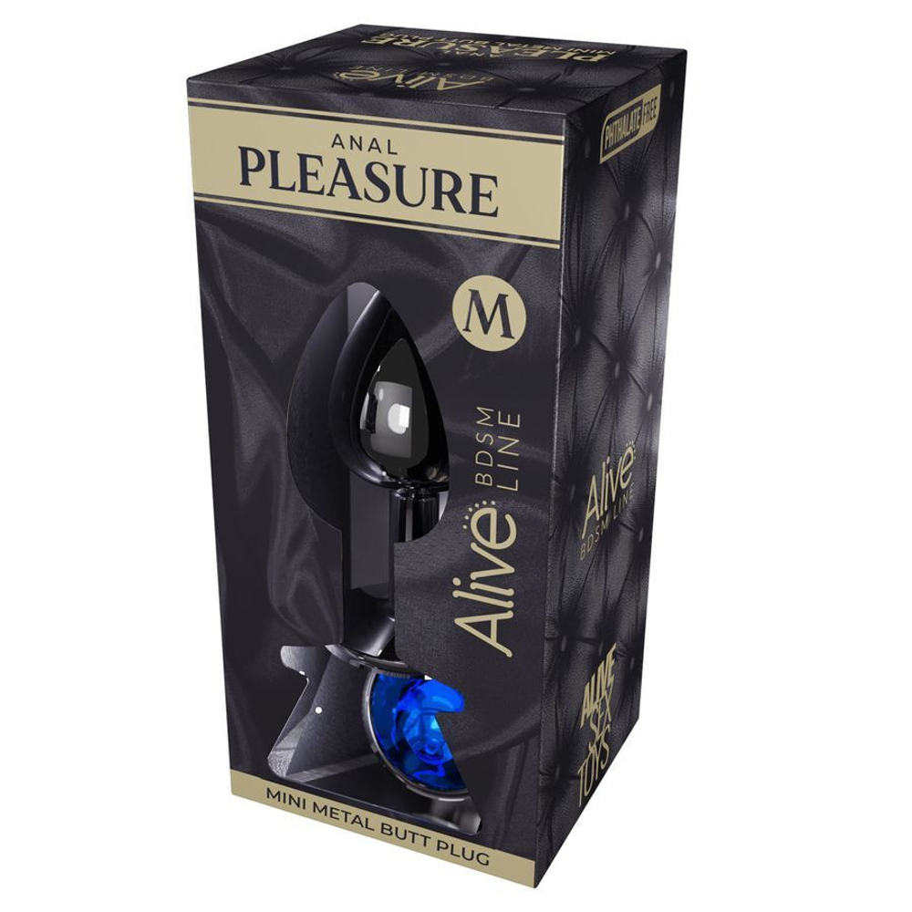 Анальная втулка Adrien Lastic Alive, металл, с кристаллом, 8 см