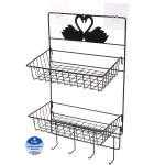 Органайзер металлический подвесной универсальный «ФАНАДЕРО», цвет черный, две полки, с крючками, 25*13*48см (лейбл)