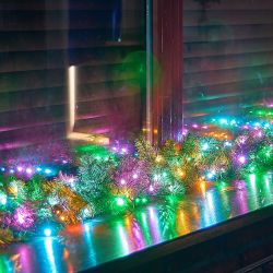 ULD-S1000-100-DGA MULTI-2 IP20 Гирлянда светодиодная. 10м. 100 светодиодов. Голубой. желтый. зеленый. розовый свет. Провод зеленый. ТМ Uniel