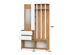 Некст 1 вешалка с зеркалом / Дуб золотой/Белый