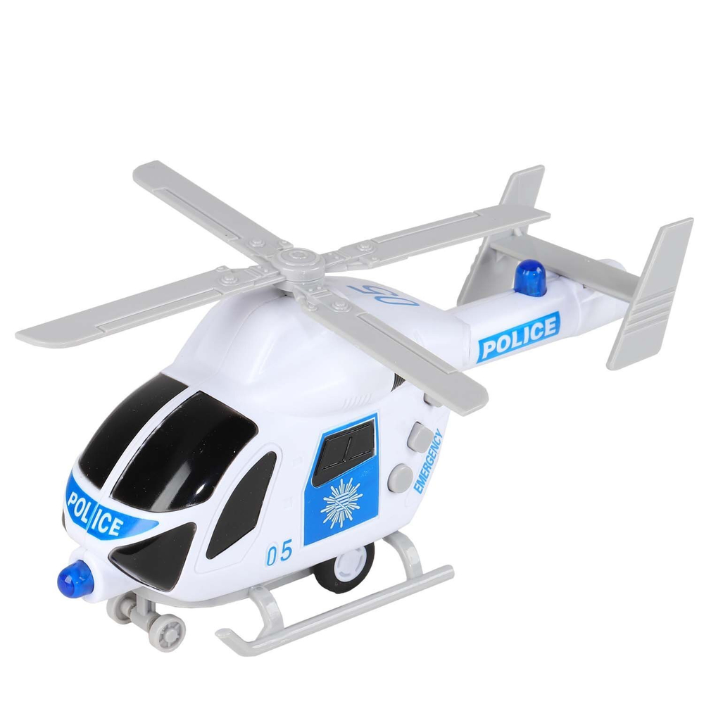 1167960/AUTODRIVE Вертолет 20см инерц. на бат. со светом и звуком, белый, в/к 22, 5*10*13, 5/54